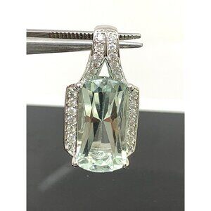 Lorenzo Gray Amethyst Diamond Pendant 18k White Gold Women's Jewelry NO CHAIN